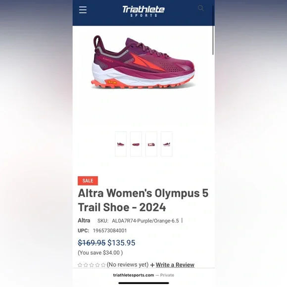 Altra Women's Olympus 5 Trail Running Shoes -W 8.5. Never Worn- 🆕 - Picture 9 of 9